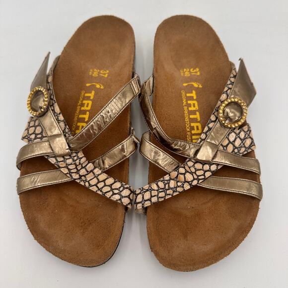 Tatami Birkenstock Metallic Snake Print Jewel Sandals 37 / 240 Size 6 - Picture 3 of 13